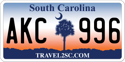 SC license plate AKC996