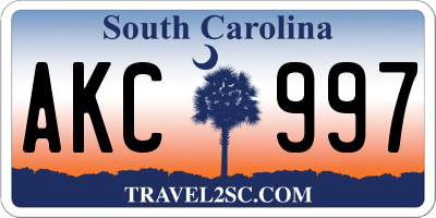 SC license plate AKC997