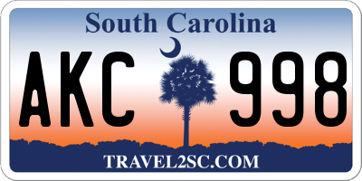 SC license plate AKC998