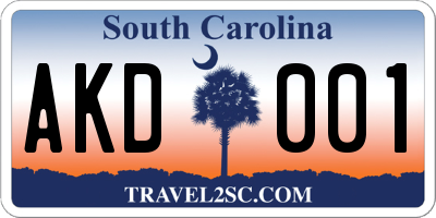 SC license plate AKD001