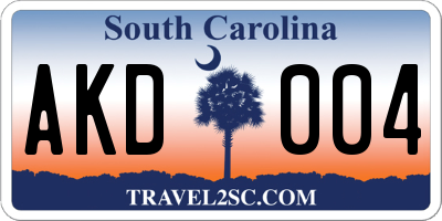 SC license plate AKD004