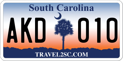 SC license plate AKD010