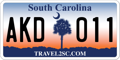 SC license plate AKD011