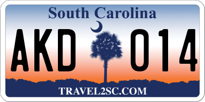 SC license plate AKD014