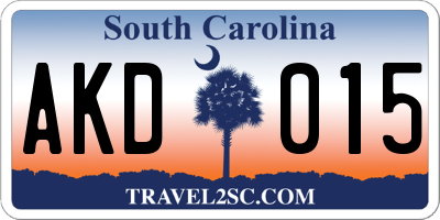 SC license plate AKD015
