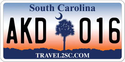 SC license plate AKD016
