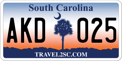 SC license plate AKD025
