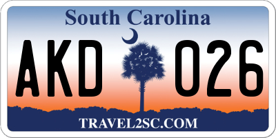 SC license plate AKD026