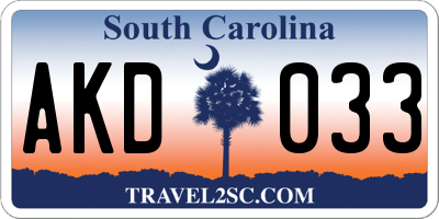 SC license plate AKD033