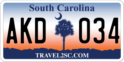 SC license plate AKD034
