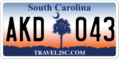 SC license plate AKD043