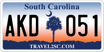SC license plate AKD051