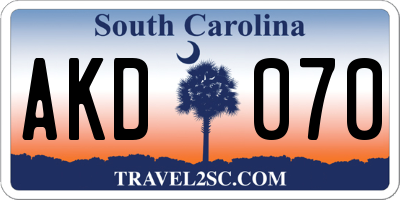 SC license plate AKD070