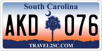 SC license plate AKD076