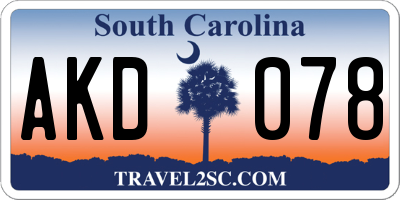 SC license plate AKD078