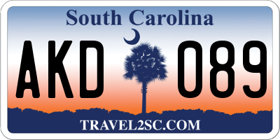 SC license plate AKD089