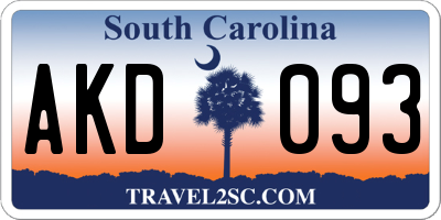 SC license plate AKD093
