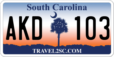 SC license plate AKD103