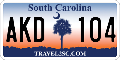 SC license plate AKD104