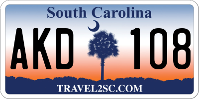 SC license plate AKD108