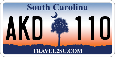SC license plate AKD110