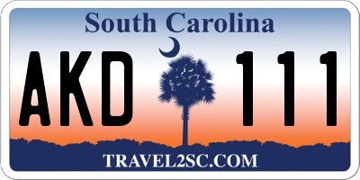 SC license plate AKD111
