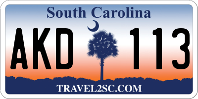 SC license plate AKD113