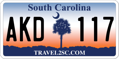 SC license plate AKD117