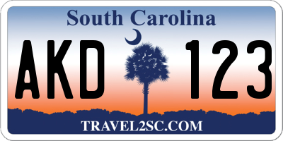 SC license plate AKD123