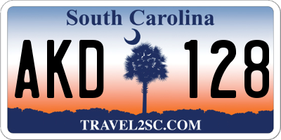 SC license plate AKD128