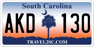 SC license plate AKD130