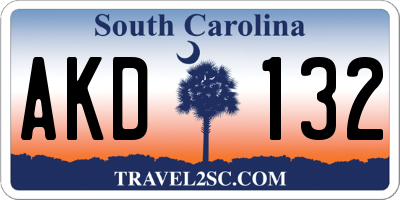 SC license plate AKD132
