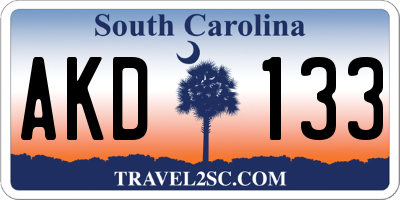 SC license plate AKD133