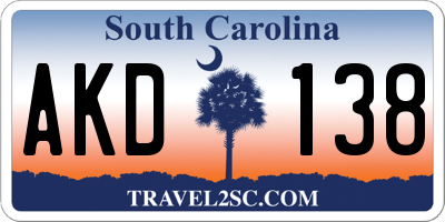 SC license plate AKD138
