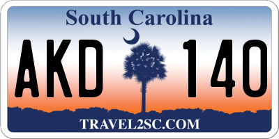 SC license plate AKD140