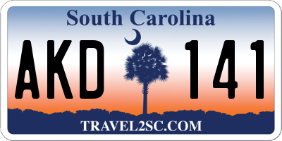 SC license plate AKD141