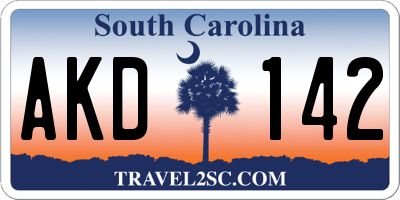 SC license plate AKD142