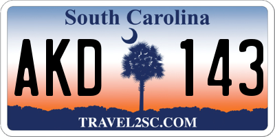 SC license plate AKD143