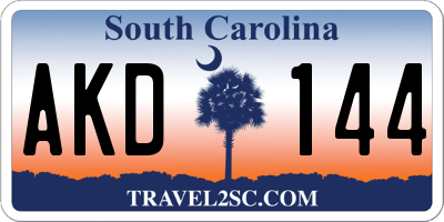 SC license plate AKD144