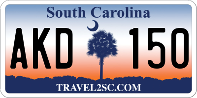 SC license plate AKD150