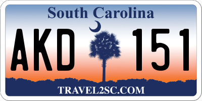 SC license plate AKD151