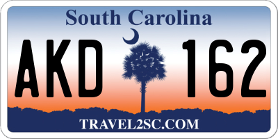 SC license plate AKD162