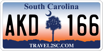 SC license plate AKD166