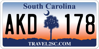 SC license plate AKD178