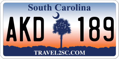 SC license plate AKD189
