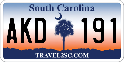 SC license plate AKD191