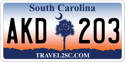 SC license plate AKD203