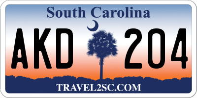 SC license plate AKD204