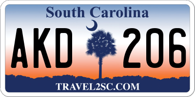 SC license plate AKD206