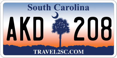 SC license plate AKD208